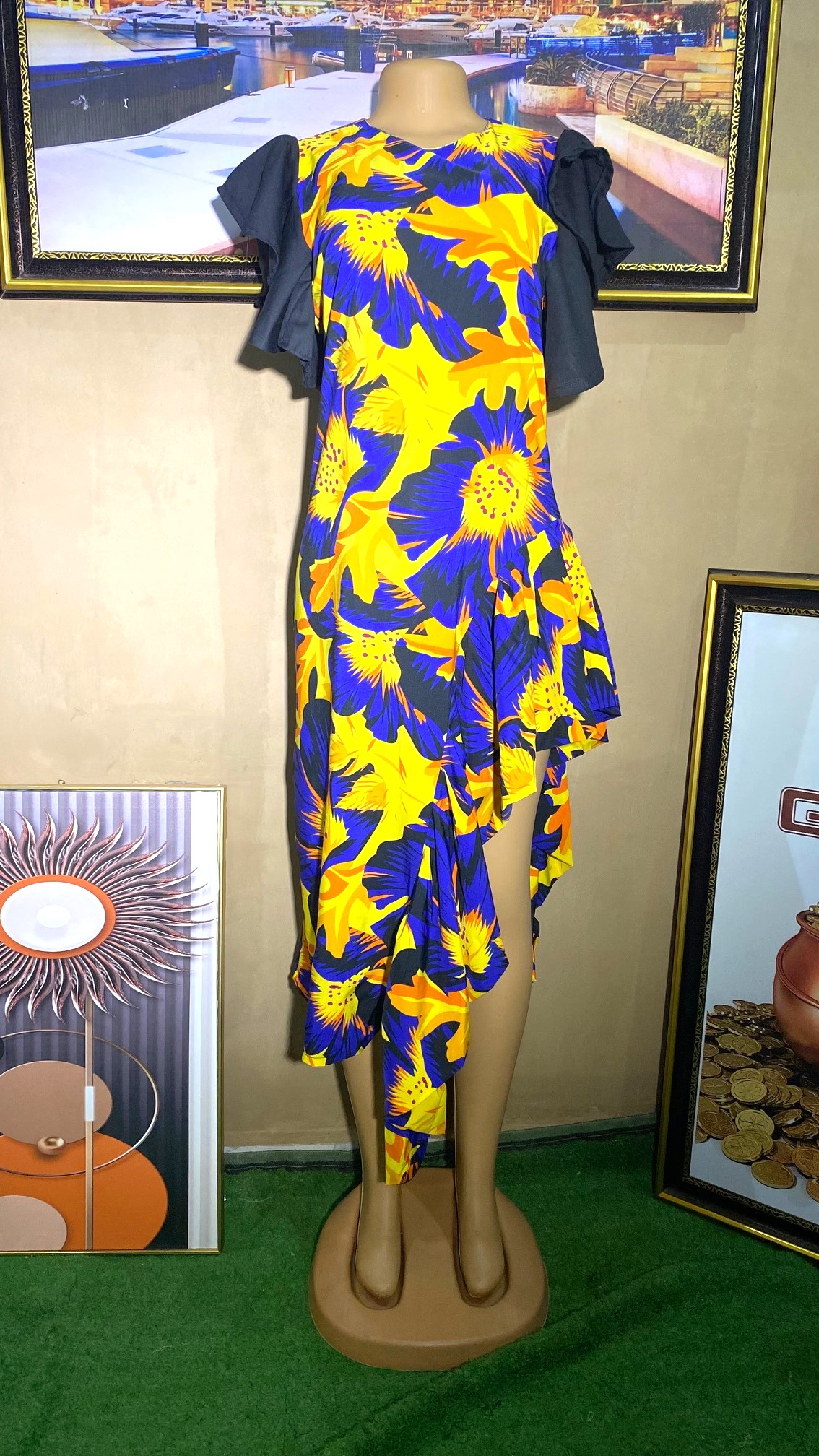 long gown with flare sleeve (0101)