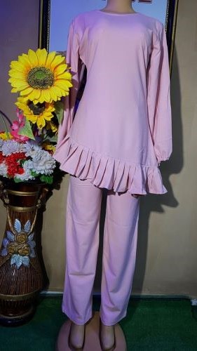 peach trouser and pleated top(0193)