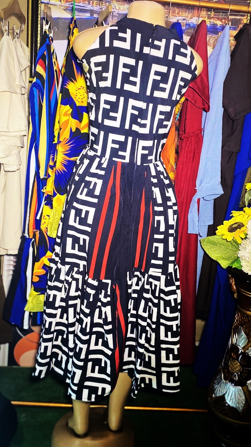 Caribbean gown with turtle neck(0085) 