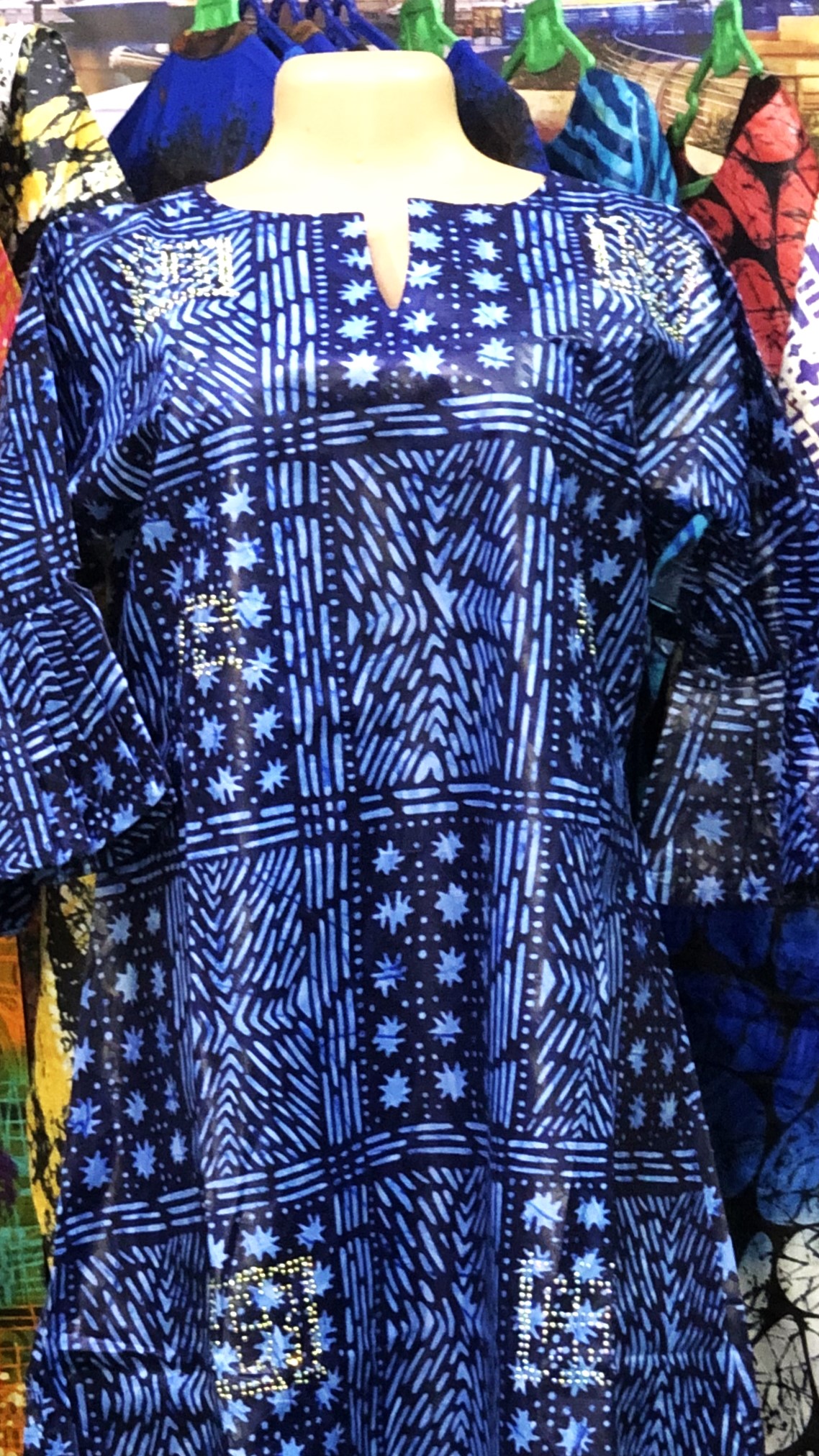 Straight boubou gown with stone(0072)