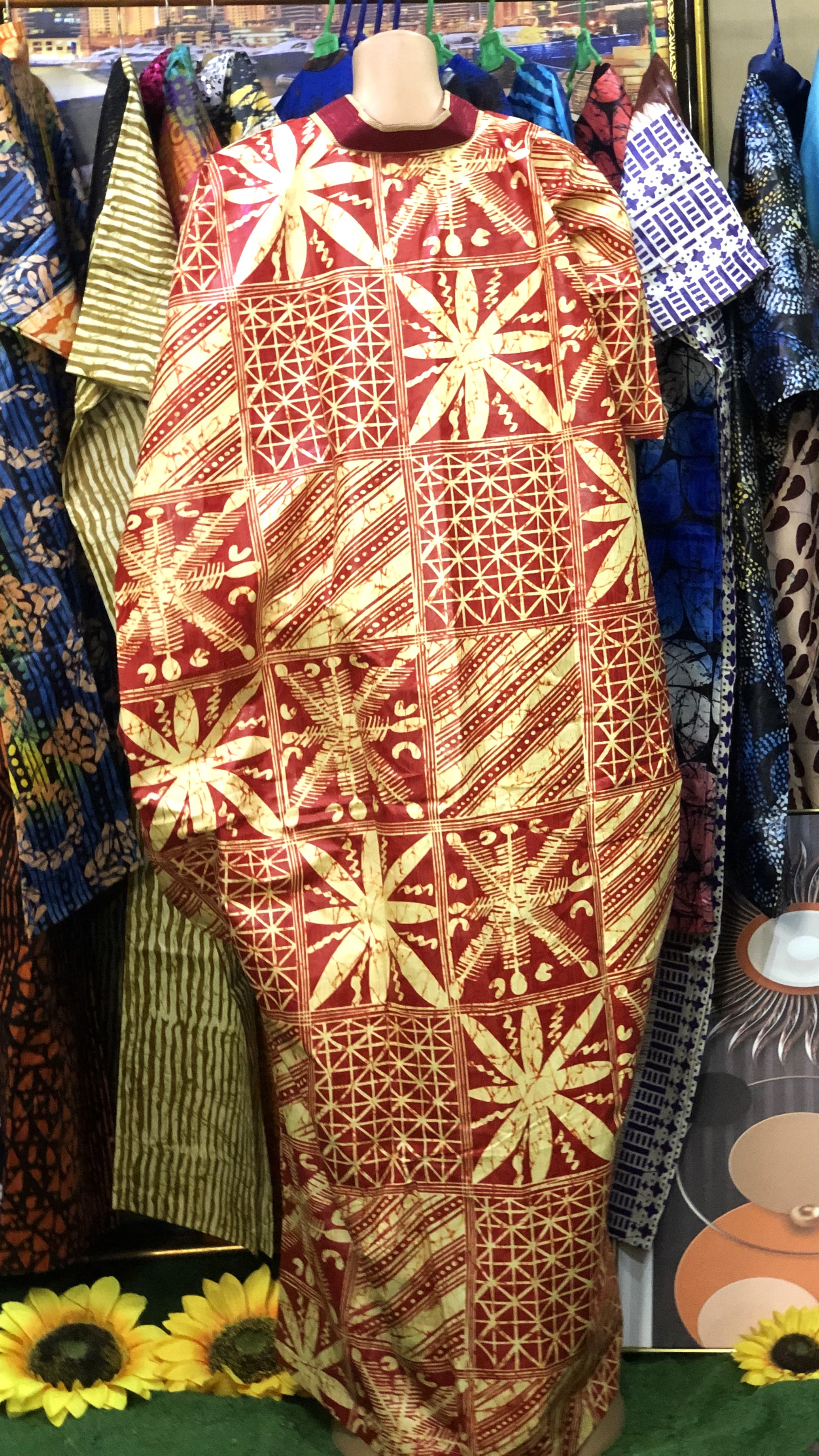 Gown with Aso oke collar