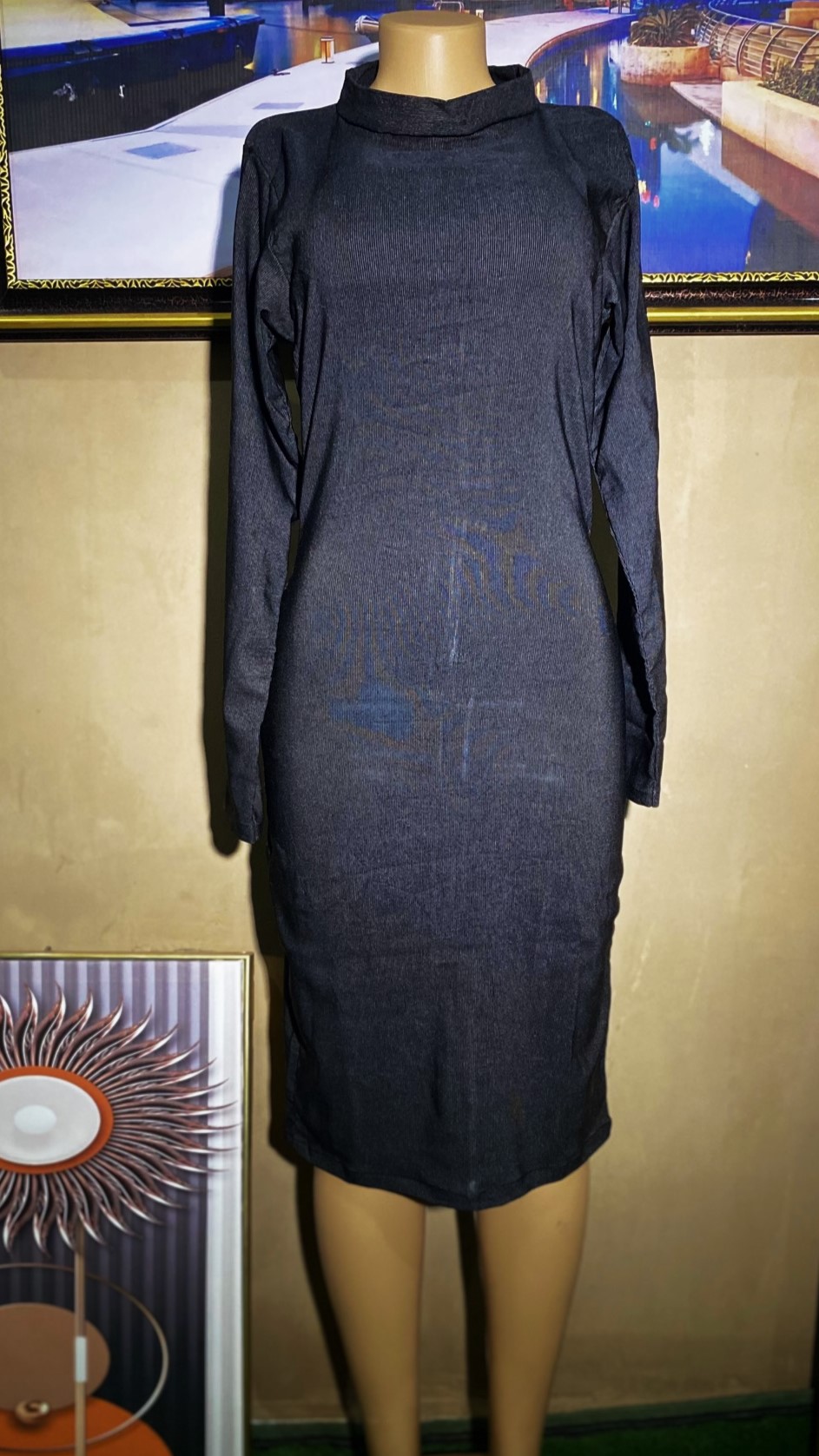 short gown with turtle neck collar(0120)