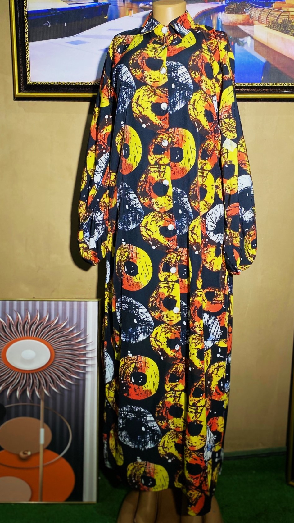 free button gown with collar(0143)