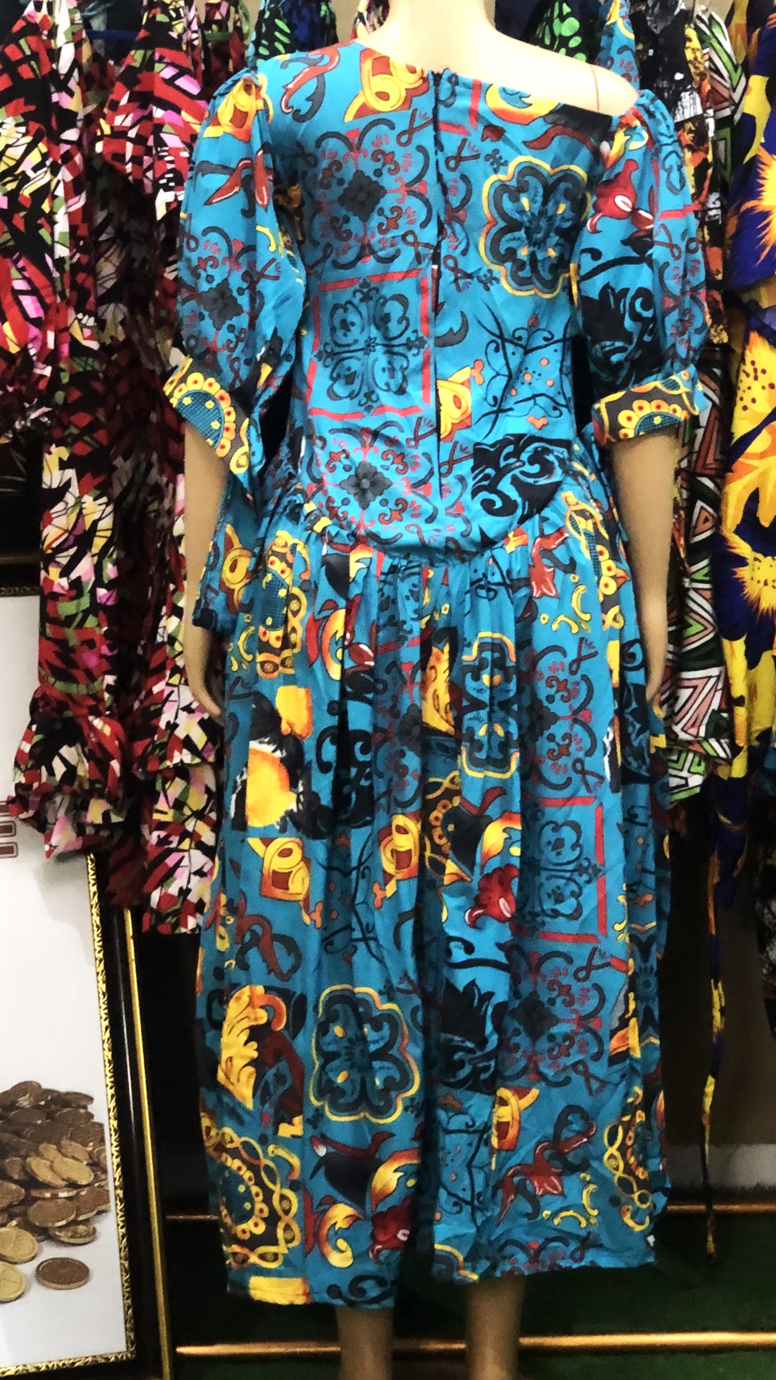 Off shoulder pleated gown (G402)