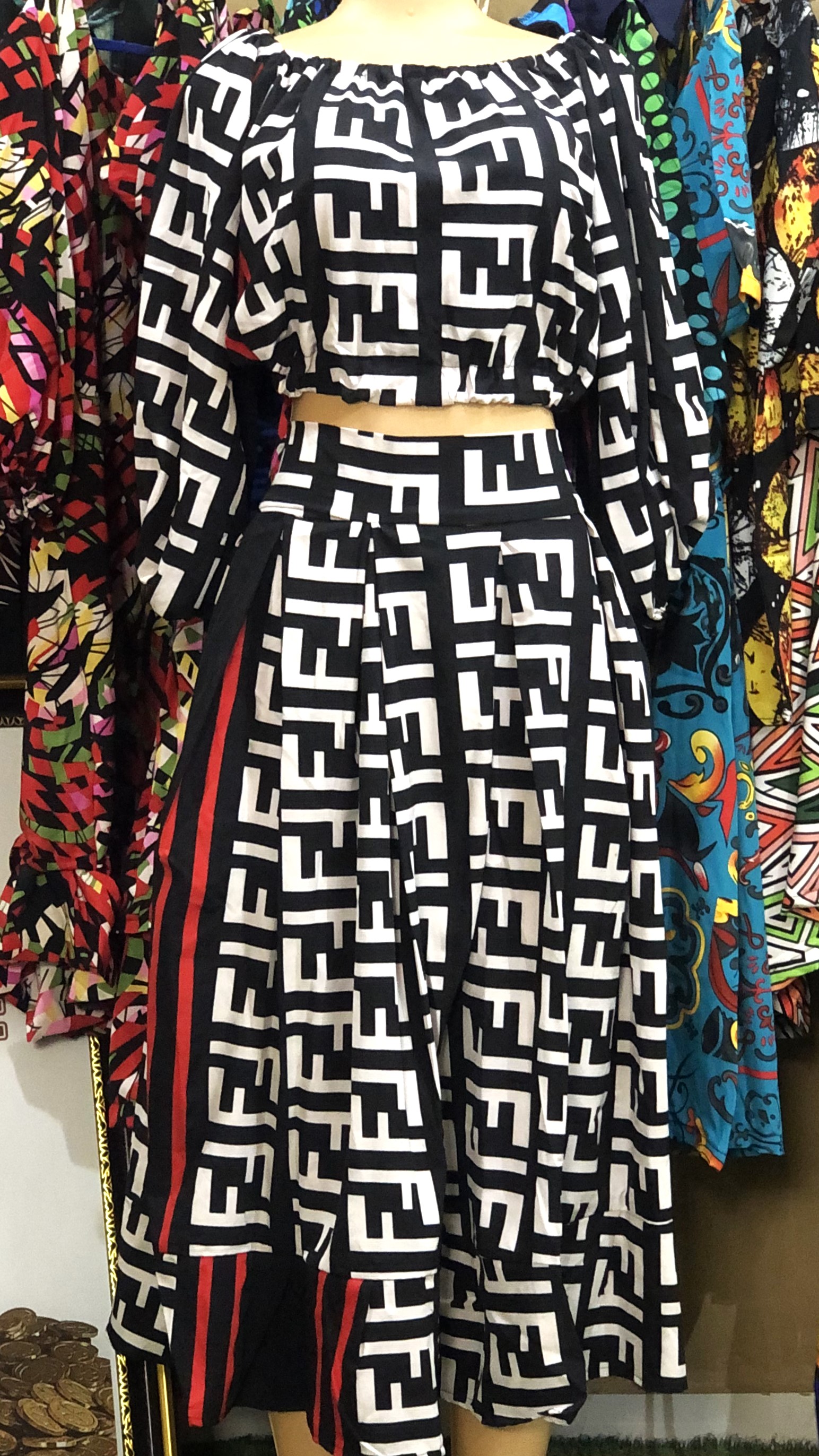 pleating skirt and elastic crop Top (G0310)