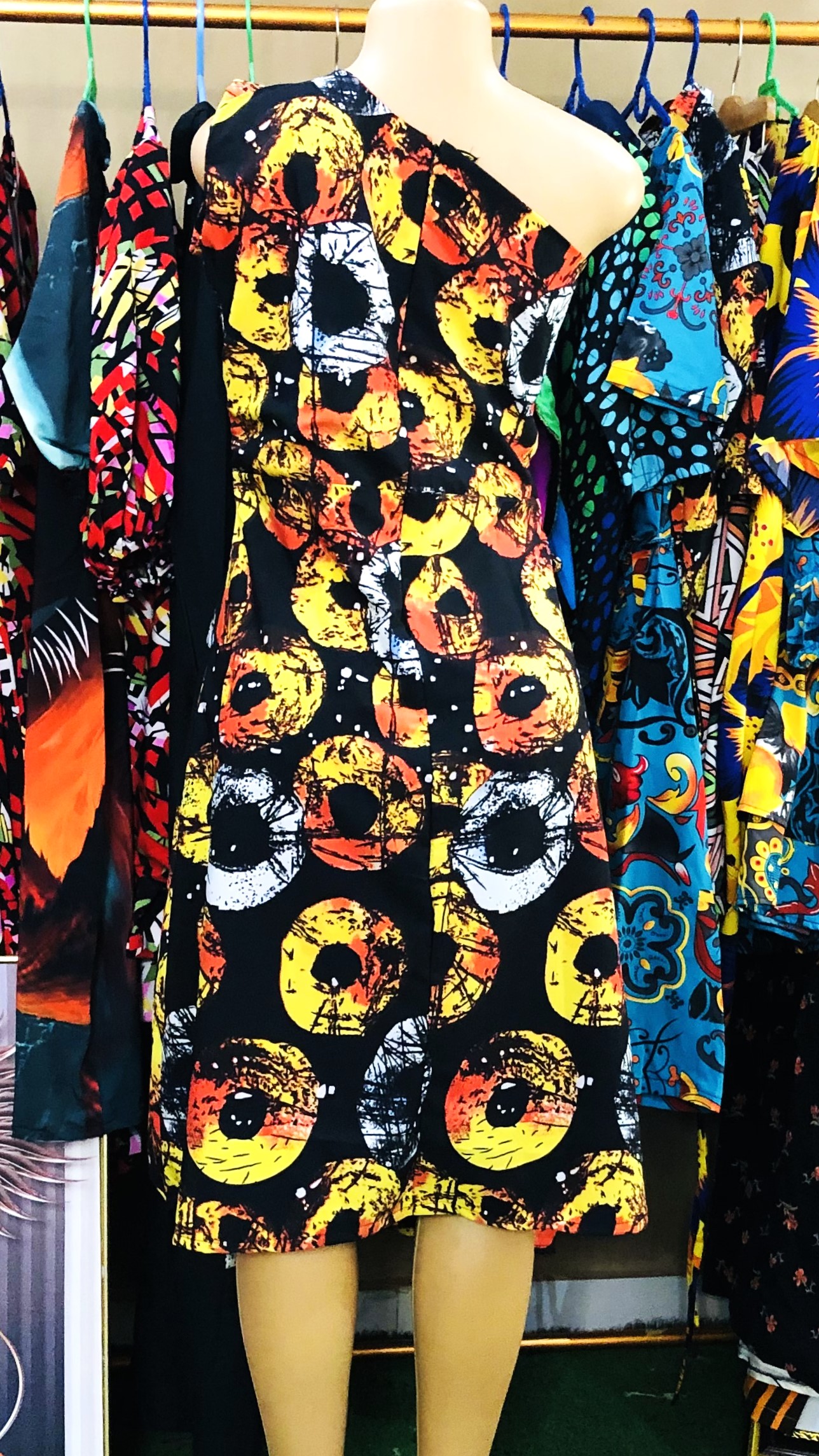 off shoulder pleated gown (G1106)